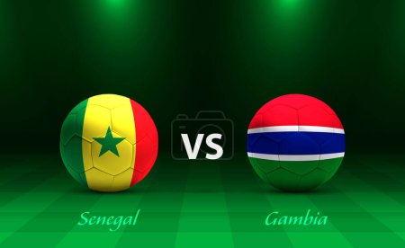 Téléchargez les illustrations : Sénégal vs Gambie modèle de diffusion de tableau de bord de football pour le tournoi africain de football 2023 - en licence libre de droit