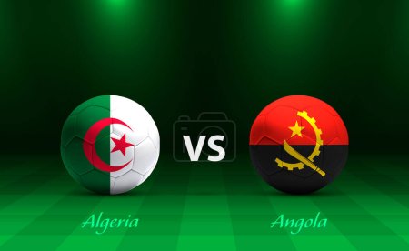 Téléchargez les illustrations : Modèle de diffusion de tableau de bord de football Algérie vs Angola pour le tournoi africain de football 2023 - en licence libre de droit