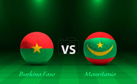 Téléchargez les illustrations : Burkina Faso vs Mauritanie modèle de diffusion de tableau de bord de football pour le tournoi africain de football 2023 - en licence libre de droit