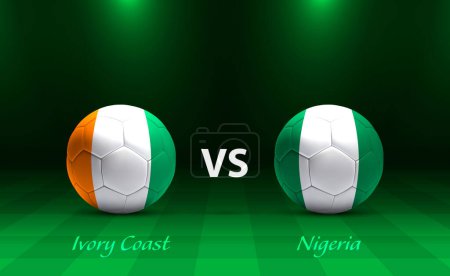 Téléchargez les illustrations : Côte d'Ivoire vs Nigeria modèle de diffusion de tableau de bord de football pour le tournoi africain de football 2023 - en licence libre de droit