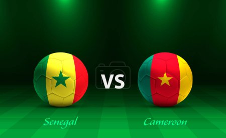 Téléchargez les illustrations : Sénégal vs Cameroun modèle de diffusion de tableau de bord de football pour le tournoi africain de football 2023 - en licence libre de droit
