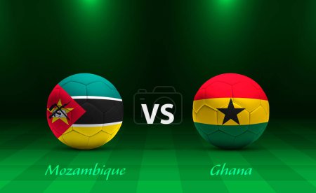 Téléchargez les illustrations : Mozambique vs Ghana modèle de diffusion de tableau de bord de football pour le tournoi africain de football 2023 - en licence libre de droit