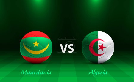 Téléchargez les illustrations : Mauritanie vs Algérie modèle de diffusion de tableau de bord de football pour le tournoi africain de football 2023 - en licence libre de droit