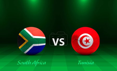 Téléchargez les illustrations : Afrique du Sud vs Tunisie modèle de diffusion de tableau de bord de football pour le tournoi africain de football 2023 - en licence libre de droit