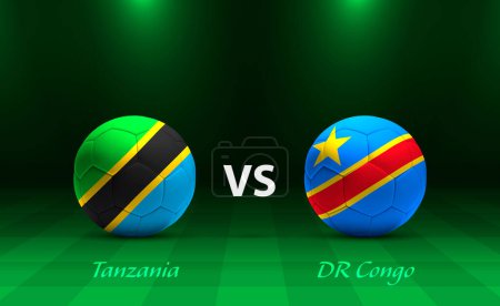 Téléchargez les illustrations : Tanzanie vs République démocratique du Congo modèle de diffusion de tableau de bord de football pour le tournoi africain de football 2023 - en licence libre de droit
