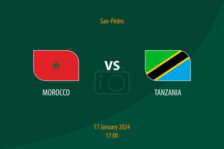 Téléchargez les illustrations : Modèle de diffusion de tableau de bord de football Maroc vs Tanzanie pour le tournoi africain de football 2023 - en licence libre de droit