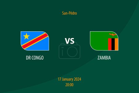 Téléchargez les illustrations : Gabarit de diffusion du tableau de bord du football de la RD Congo vs Zambie pour le tournoi africain de football 2023 - en licence libre de droit