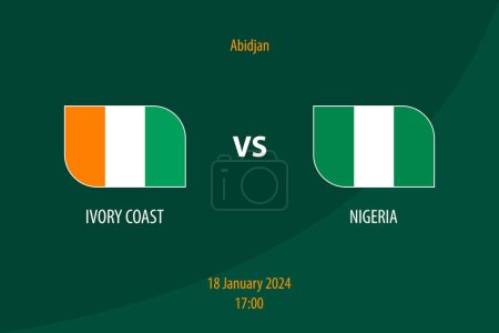 Téléchargez les illustrations : Côte d'Ivoire vs Nigeria modèle de diffusion de tableau de bord de football pour le tournoi africain de football 2023 - en licence libre de droit
