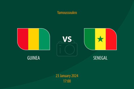 Téléchargez les illustrations : Gabarit de diffusion du tableau de bord de football Guinée vs Sénégal pour le tournoi africain de football 2023 - en licence libre de droit