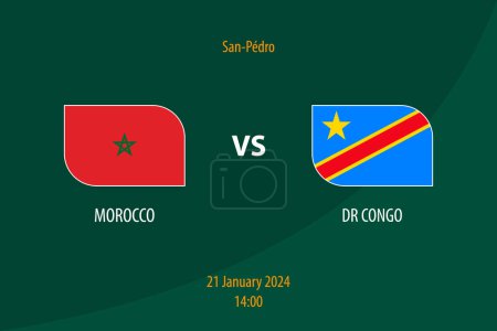 Téléchargez les illustrations : Modèle de diffusion de tableau de bord de football Maroc vs République démocratique du Congo pour le tournoi de football africain 2023 - en licence libre de droit