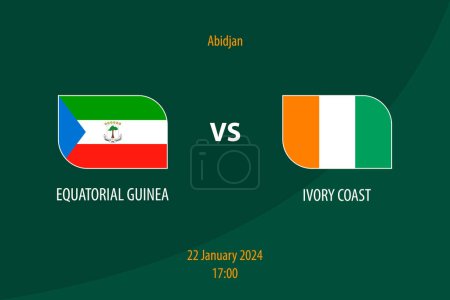 Téléchargez les illustrations : Guinée équatoriale vs Côte d'Ivoire modèle de diffusion de tableau de bord de football pour le tournoi africain de football 2023 - en licence libre de droit