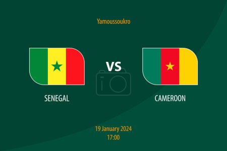 Téléchargez les illustrations : Tableau de bord Sénéga vs Cameroun modèle de diffusion de football pour le tournoi africain de football 2023 - en licence libre de droit