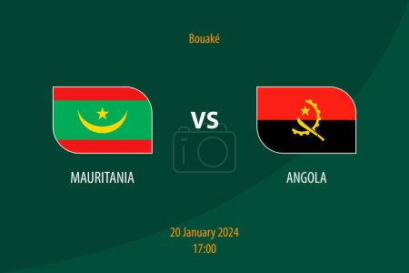 Téléchargez les illustrations : Mauritanie vs Angola modèle de diffusion de tableau de bord de football pour le tournoi africain de football 2023 - en licence libre de droit