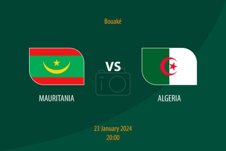 Téléchargez les illustrations : Mauritanie vs Algérie modèle de diffusion de tableau de bord de football pour le tournoi africain de football 2023 - en licence libre de droit