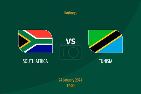 Téléchargez les illustrations : Afrique du Sud vs Tunisie modèle de diffusion de tableau de bord de football pour le tournoi africain de football 2023 - en licence libre de droit
