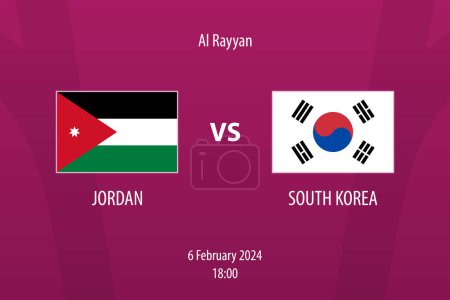 Ilustración de Jordan vs Corea del Sur marcador de fútbol plantilla de difusión para el torneo de fútbol asia 2023 - Imagen libre de derechos