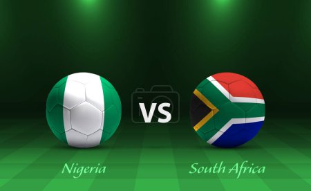 Ilustración de Nigeria vs Sudáfrica marcador de fútbol plantilla de difusión para el torneo de fútbol de África 2023 - Imagen libre de derechos