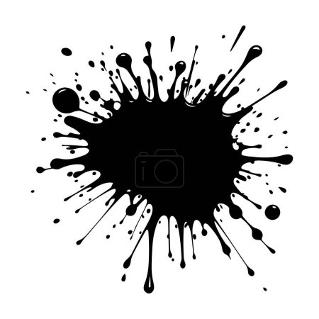 Ilustración de Salpicadura de tinta negra en negrita, ideal para diseños creativos y gráficos, aislado sobre un fondo blanco. - Imagen libre de derechos