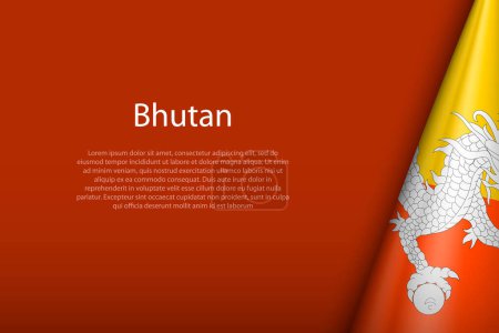 Illustration for Bhutan national flag isolated on dark background with copyspace - Royalty Free Image