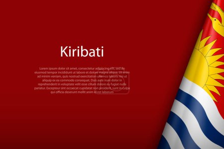 Drapeau national Kiribati isolé sur fond sombre avec copyspace