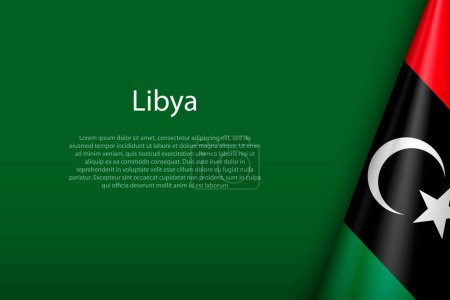 Drapeau national libyen isolé sur fond sombre avec copyspace