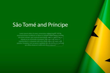 Sao Tome and Principe national flag isolated on dark background with copyspace