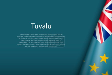 Bandera nacional Tuvalu aislada sobre fondo oscuro con copyspace