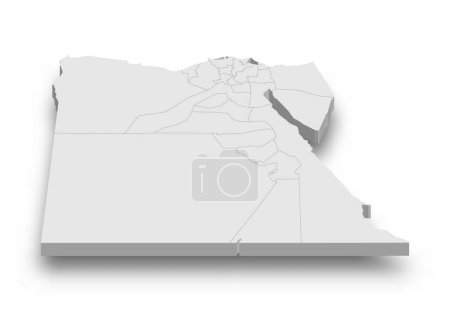 3d Ägypten weiße Landkarte mit isolierten Regionen auf weißem Hintergrund