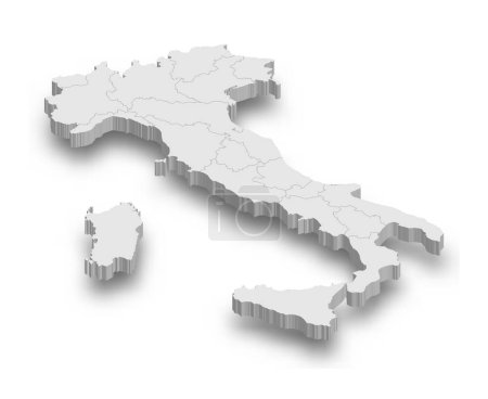 3d Italien weiße Landkarte mit isolierten Regionen auf weißem Hintergrund
