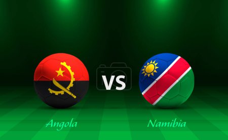 Angola vs Namibia marcador de fútbol plantilla de difusión para el torneo de fútbol de África 2023