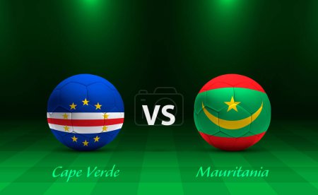 Ilustración de Cabo Verde vs Mauritania marcador de fútbol plantilla de difusión para el torneo de fútbol de África 2023 - Imagen libre de derechos