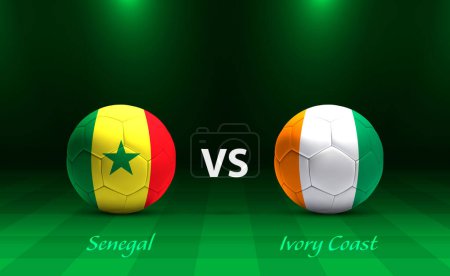 Téléchargez les illustrations : Sénégal vs Côte d'Ivoire modèle de diffusion de tableau de bord de football pour le tournoi africain de football 2023 - en licence libre de droit