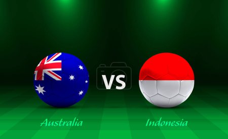 Téléchargez les illustrations : Australie vs Indonésie modèle de diffusion de tableau de score de football pour le tournoi asiatique de football 2023 - en licence libre de droit