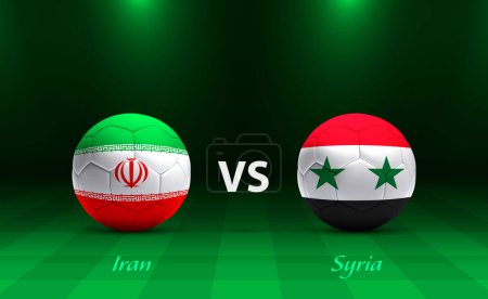 Ilustración de Irán vs Siria marcador de fútbol plantilla de difusión para el torneo de fútbol asia 2023 - Imagen libre de derechos