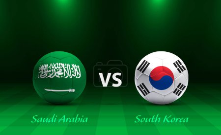 Ilustración de Arabia Saudita vs Corea del Sur marcador de fútbol plantilla de difusión para el torneo de fútbol asia 2023 - Imagen libre de derechos