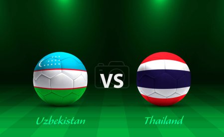 Uzbekistán vs Tailandia marcador de fútbol plantilla de difusión para el torneo de fútbol asia 2023