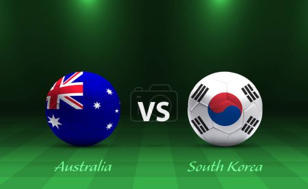 Ilustración de Australia vs Corea del Sur marcador de fútbol plantilla de difusión para el torneo de fútbol asia 2023 - Imagen libre de derechos