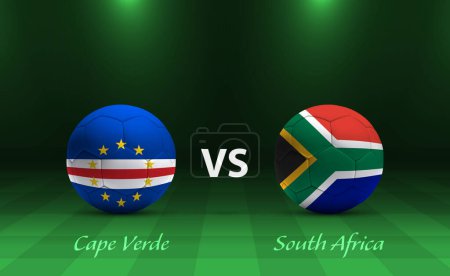 Ilustración de Cabo Verde vs Sudáfrica cuadro de indicadores de fútbol plantilla de difusión para el torneo de fútbol de África 2023 - Imagen libre de derechos