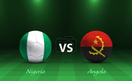 Ilustración de Nigeria vs Angola marcador de fútbol plantilla de difusión para el torneo de fútbol de África 2023 - Imagen libre de derechos