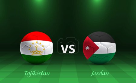 Ilustración de Tayikistán vs Jordania cuadro de indicadores de fútbol plantilla de difusión para el torneo de fútbol asia 2023 - Imagen libre de derechos
