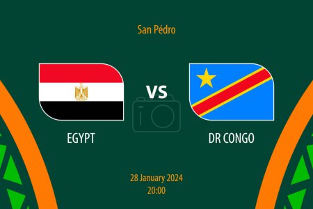 Ilustración de Egipto vs RD Congo marcador de fútbol plantilla de difusión para el torneo de fútbol de África 2023 - Imagen libre de derechos