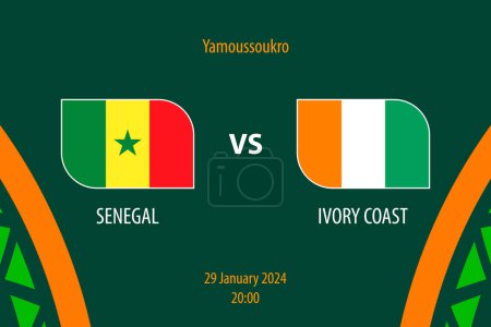 Senegal vs Costa de Marfil marcador de fútbol plantilla de difusión para el torneo de fútbol de África 2023
