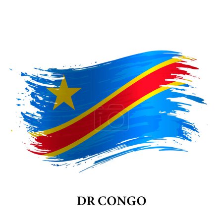 Grunge flag of DR Congo, brush stroke vector background 