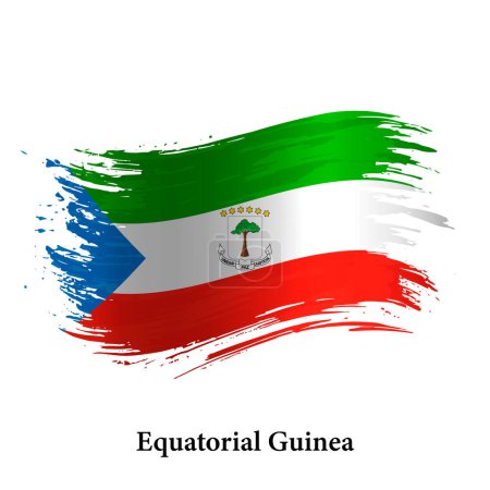 Grunge flag of Equatorial Guinea, brush stroke vector background 
