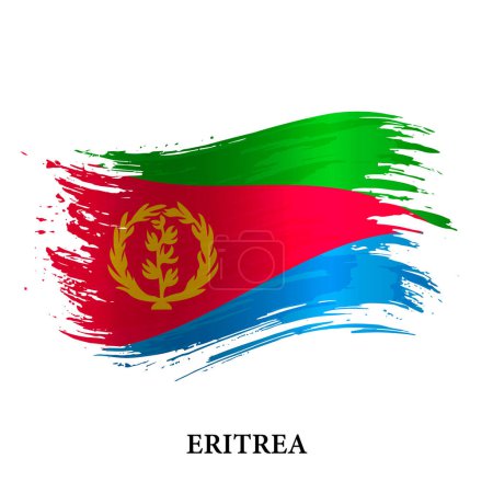 Illustration for Grunge flag of Eritrea, brush stroke vector background - Royalty Free Image