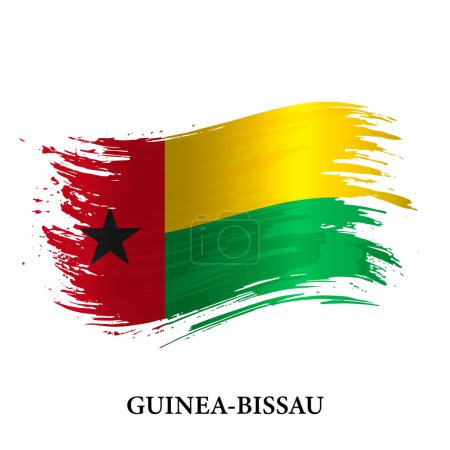 Grunge flag of Guinea Bissau, brush stroke vector background 