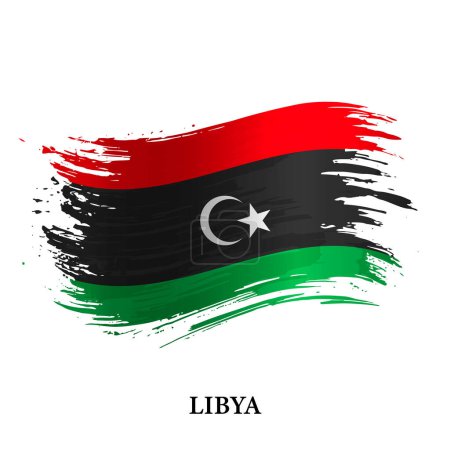 Drapeau Grunge de Libye, fond vecteur coup de pinceau 
