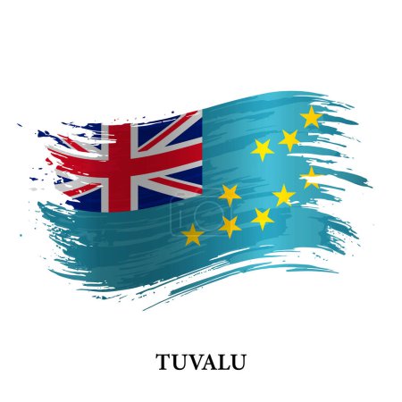 Illustration for Grunge flag of Tuvalu, brush stroke vector background - Royalty Free Image