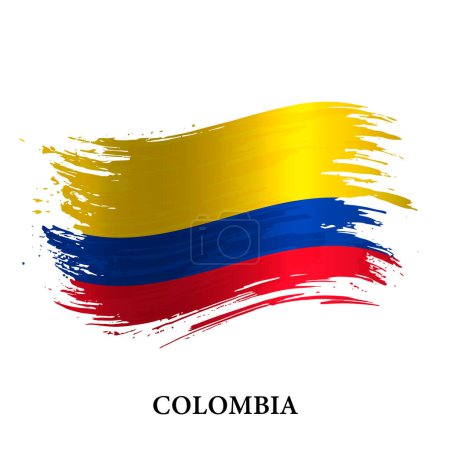 Illustration for Grunge flag of Colombia, brush stroke vector background - Royalty Free Image