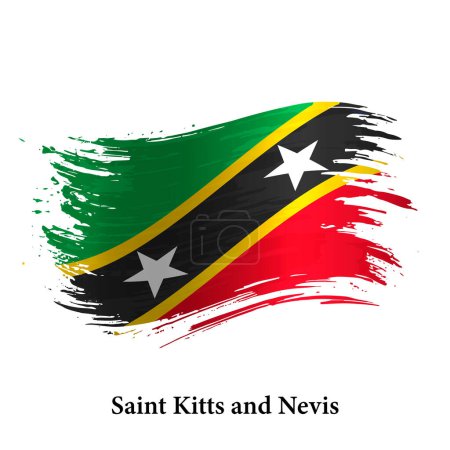 Grunge flag of Saint Kitts and Nevis, brush stroke vector background 